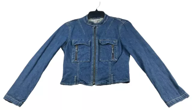 Tommy Hilfiger Denim Jacket Womens size Small Blue Stretch Denim Full Zip Up