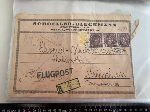 Letter Voucher Registered Vienna - Munich Airmail 3000 Kronen 1924 Etc. X12
