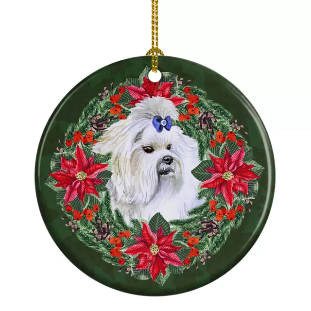 Maltese Poinsetta Wreath Ceramic Ornament CK1517CO1
