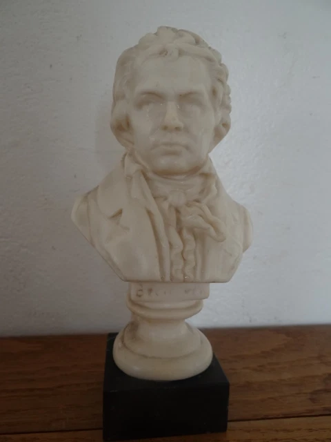Buste De Beethoven En Plâtre Signé Dolletto - 25,3 Cm - Occasion, état Correct