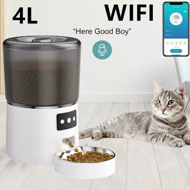 4L Automatic Pet Feeder Dog Cat Feeder Wifi App Smart Auto Food Dispenser Bowl