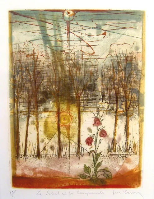 René Carcan 1925 Brüssel / Radierung, handsigniert / Surealistische Darstellung