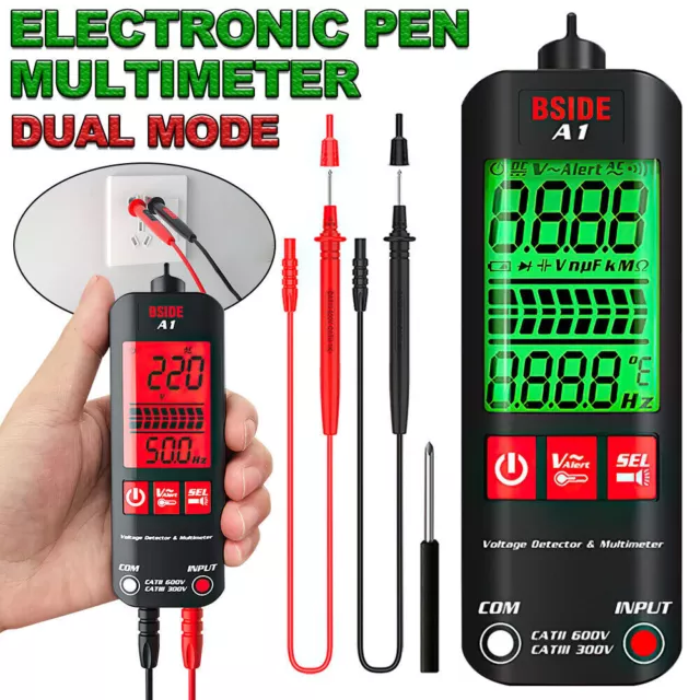 LCD Digital Multimeter 2000 Counts A1 Fully Automatic Anti-Burn Intelligent+Case