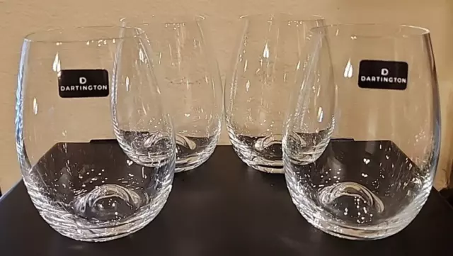 Set Of 4 -Dartington Solo Stemless Wine Glasses~England~4.5"