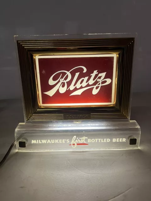 Very Nice Blatz Beer Light-Up Back Bar Sign - Clean Low Use Original 1950’s