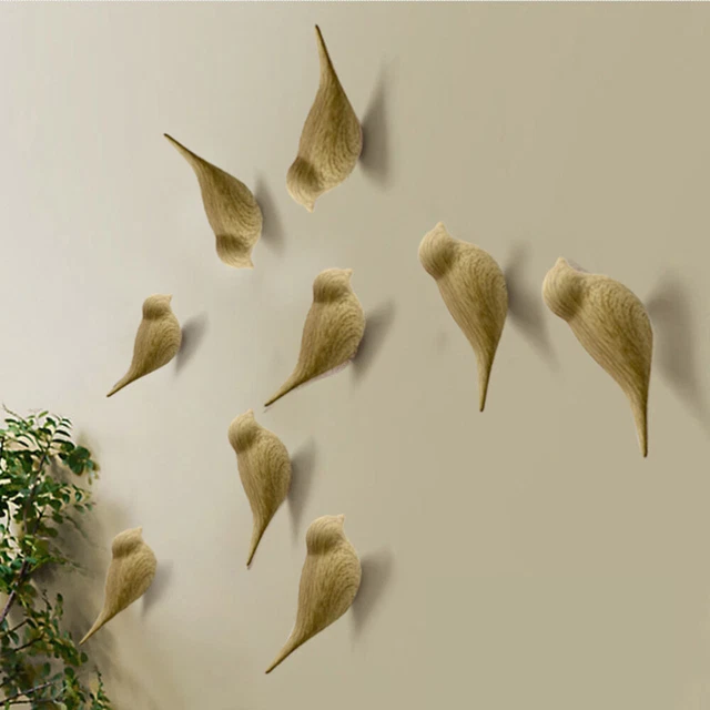 Harz Vogel Form Haken Dekorative Wand Hanging Home Schlafzimmer Holzlinien 3D