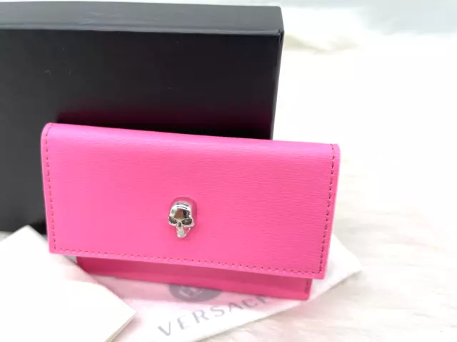AUTH NWOT Alexander McQueen Leather Business Card Holder In Fluo Pink 3