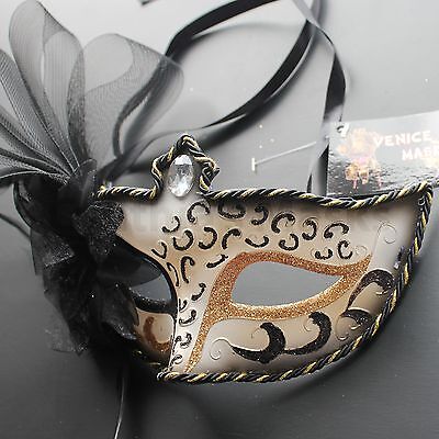 Black Floral Venetian Masquerade Mask Party Prom Mardi Gras Halloween Costume