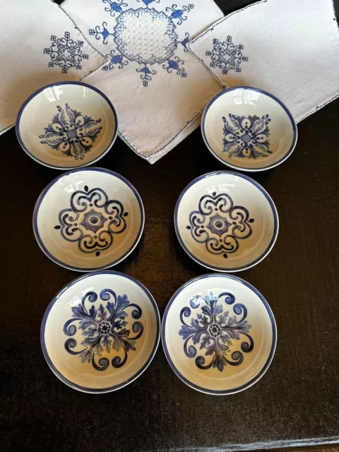 Williams Sonoma Ceramic Dipping Bowls S/6 Blue and White