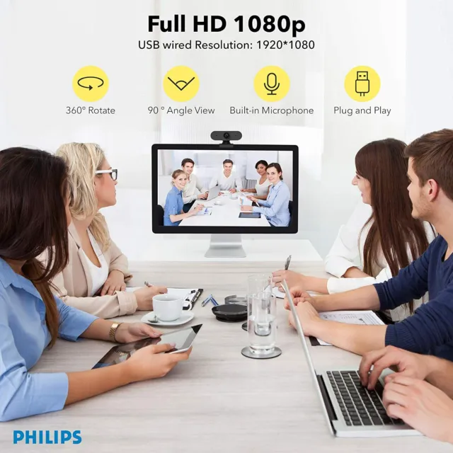PHILIPS Webcam Computer Camera USB 1080P Web Camera with Mic For Laptop Desktop 3