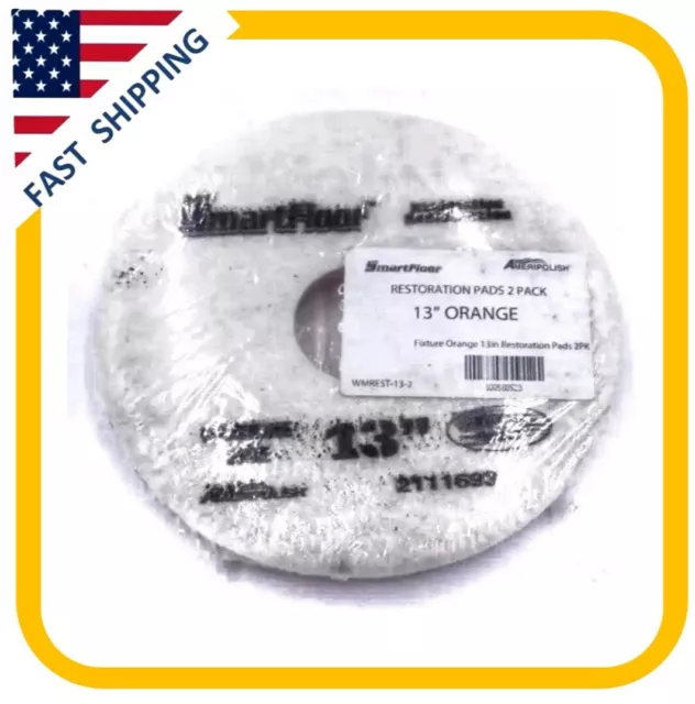 2-Pack Concrete Floor Buffing 13” Orange Ameripolish SmartFloor Restoration Pads