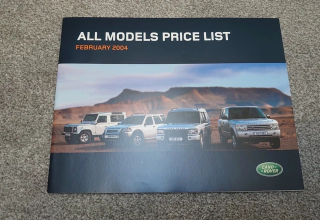 LAND ROVER ALL Model Price List Brochure February 2004 Range Rover 