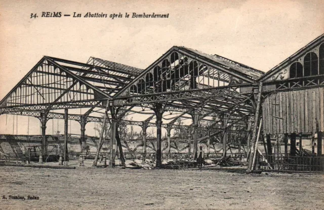 CPA 51 - REIMS (Marne) - 34. Les Abattoirs après le Bombardement