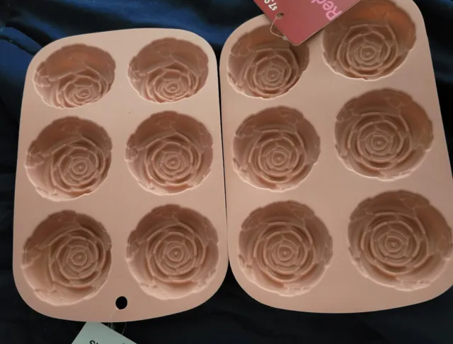Jabón caramelo molde de silicona para pastel de flores de rosa, hielo 6 cavidades cada uno nuevo con etiquetas