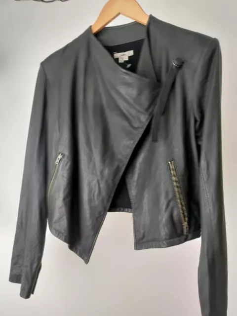 NEW HELMUT LANG Shawl Collar Moto Wrap Jacket Black Women's Medium Retail $895