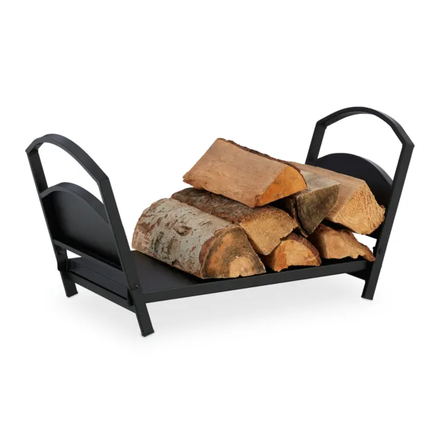 Relaxdays Sac de bois pour cheminées ouvert, en polyester, panier de bûches  portable, pliable, résistant, noir : : Jardin