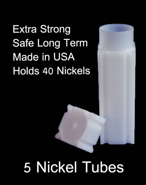 Coin Safe Square Archival Plastic Coin Tubes Lot Of 5 Nickel Size Storage Tubes