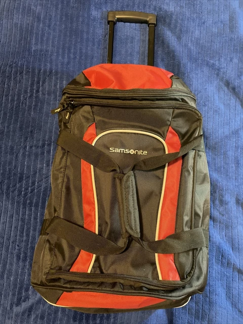 Samsonite Wheeled Rolling Duffel Bag Black Red 22” Travel Overnight CARRY ON EUC
