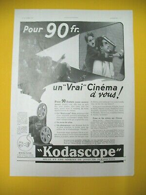 PUBLICITE CINE KODAK CAMERA KODASCOPE CINEMA CHEZ VOUS DE 1928 FRENCH AD PUB 
