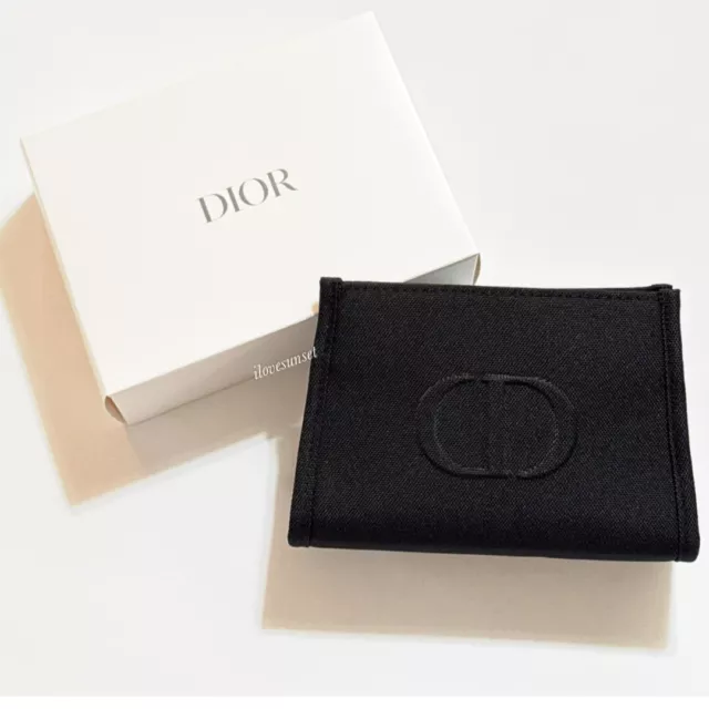 NIB {Christian Dior} Black CD LOGO Cosmetic Bag Pouch Makeup Case - Snap Closure