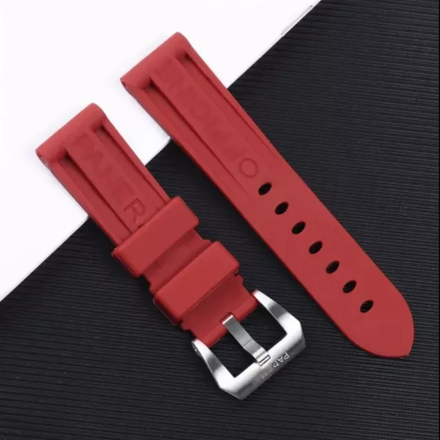 LUMINOR 441, 311, 386 SILICONE for PANERAI Rouge 24mm Boucle pin Vissé + Outils