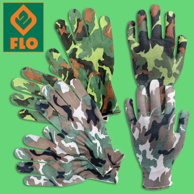 Gartenhandschuhe Arbeitshandschuhe Handschuhe 5 Paar Camouflage Tarnfarbe Gr. 8 2