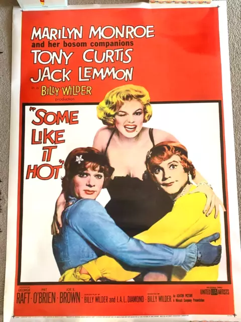 "Some Like It Hot" A Large Repro Movie Poster 33 ins x 47 ins  mint condition