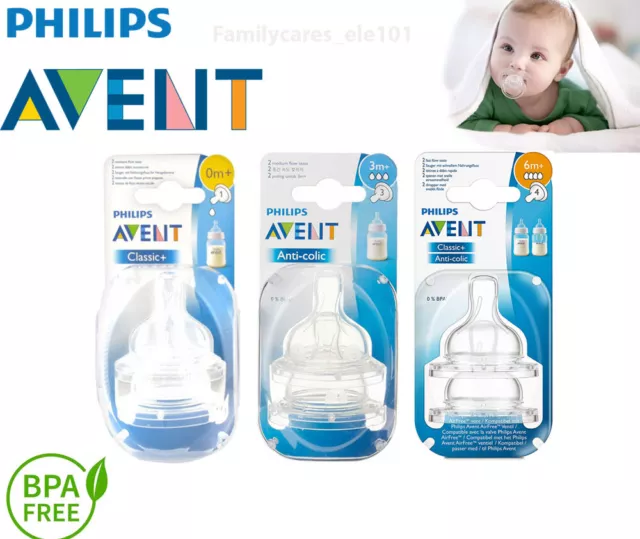 Philips Avent  Classic+ Bottle Teats Newborn Slow Medium Fast variousTeat