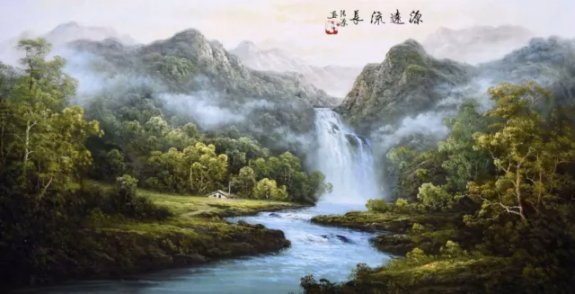 ORIGINAL ASIAN ART CHINESE FAMOUS SANSUI WATERCOLOR PAINTING-Landscape scenery