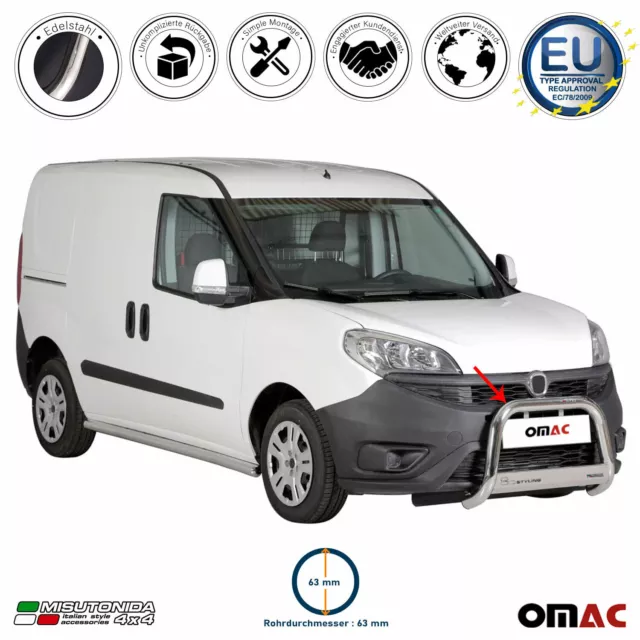 Frontbügel Frontschutzbügel für Fiat Doblo 2015-2022 ø63mm Stahl Silber Schutz