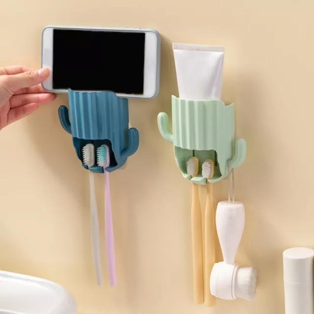 Self-adhesive Cactus Hook Storage Rack Toothbrush Holder Shaver Organizer