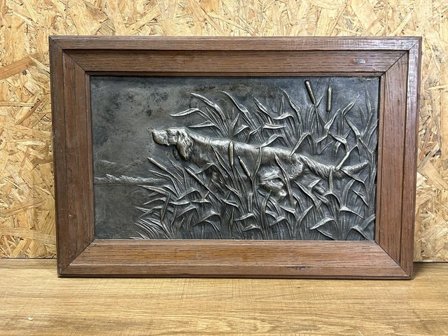 grand bas Relief Bronze Animalier Chien De Chasse Scène cynégétique