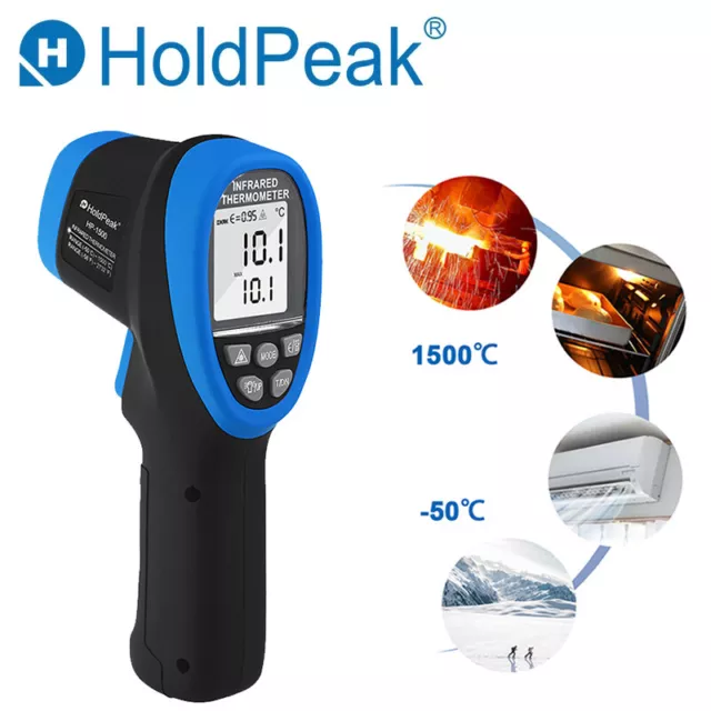 Infrared Thermometer Gun Temperature Tester -50℃ to 1500℃ Digital Pyrometer 30:1