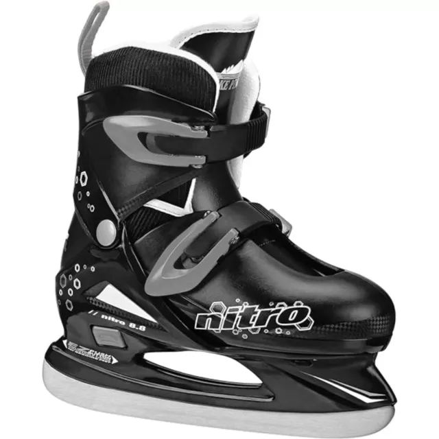 Lake Placid Boys Nitro 8.8 Adjustable Figure Ice Skate, Grey/Black, Small (11-13