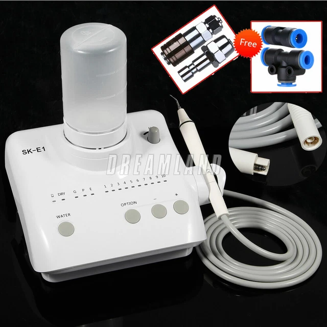 Portable Ultrasonic Piezo Scaler Liquid Dosing +EMS Handpiece Tips + Parts Gift