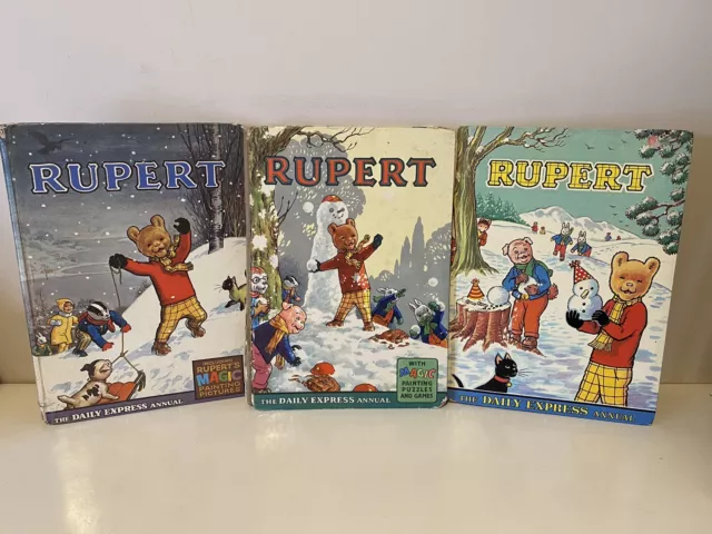 rupert bear annuals 1962 - 1967 - 1974 hardback books The Daily Express Annual