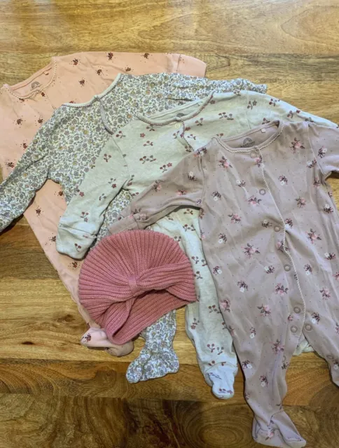 Baby Clothes Bundle Next Sleepsuits 3 Months JoJo Maman Bebe Hat 6 Months Good C