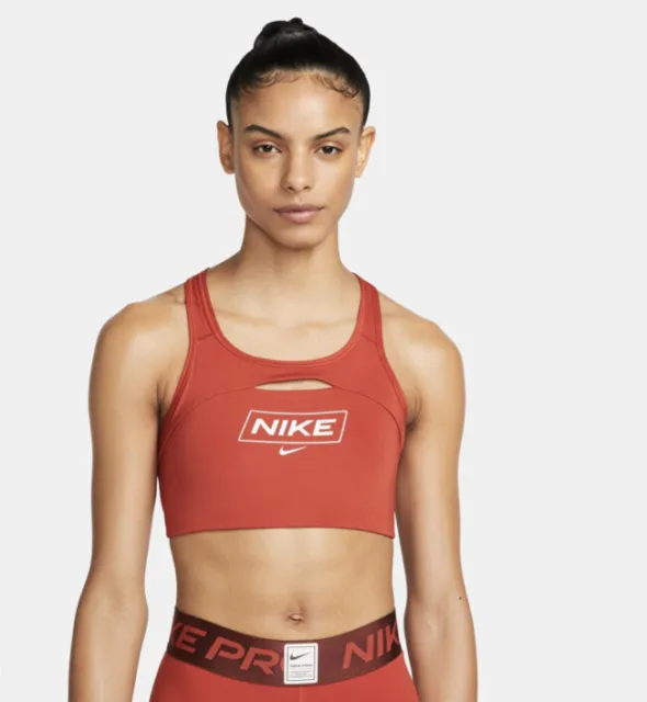 Nike Pro Dri Fit Swoosh Non- Padded Graphic Sports Bra With Medium Sport Size S