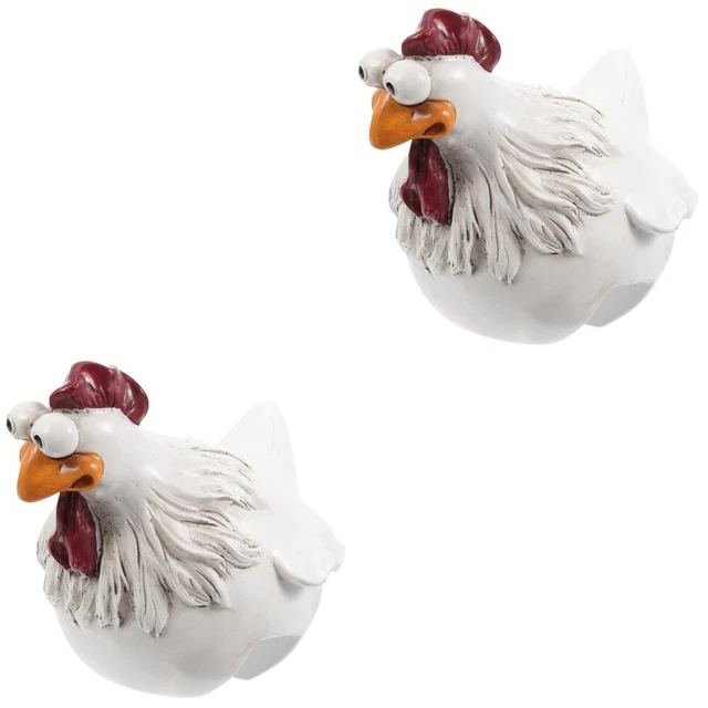 2pcs rooster statue Funny Chicken Ornament for Fence Garden Ladder Hen Decor Ou
