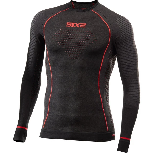 Maglia Manica Lunga Six Blazefit Underwear Nera Rossa Taglia Xs-S