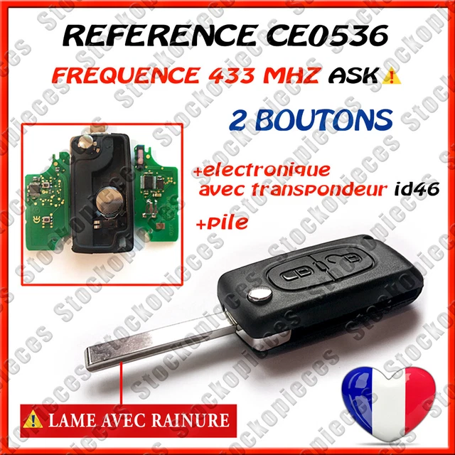 Clé Vierge CE0536 ID46 - Compatible Peugeot 207, 307, 308 Et Leurs Breaks - 2 Boutons ASK