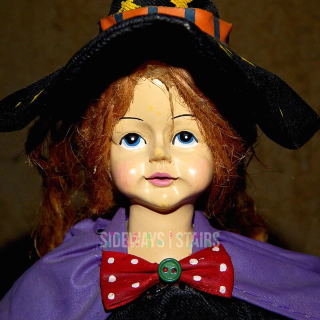 WITCH & SCARECROW HALLOWEEN FIGURE SET 13" fabric mache ghosts vintage rare cute 2