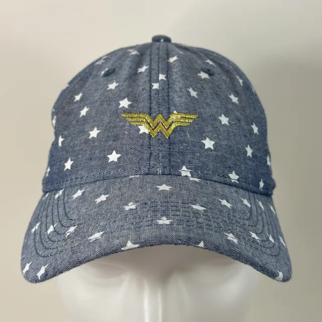 Six Flags Wonder Woman Hat Cap Blue Chambray Stars Womens Adjustable Strapback