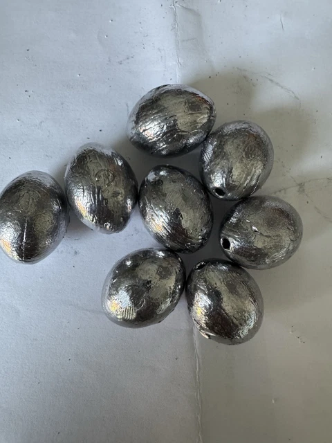 5x Carp Fishing Weights Casting Ledger, Flat Pear Style With Size 8