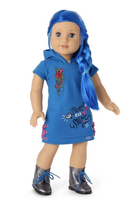American Girl Truly Me 18" Doll #90 Street Chic Blue Hair Blue eyes w/book New