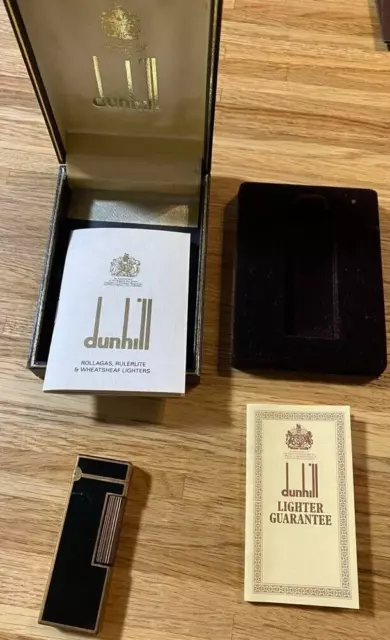 Dunhill Gas Lighter Black Gold with box