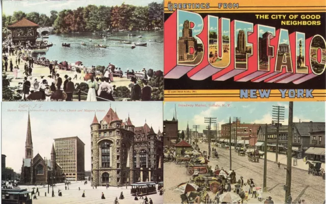 80 postcards - 10 each 8 different vintage Buffalo NY post card views (reprints)