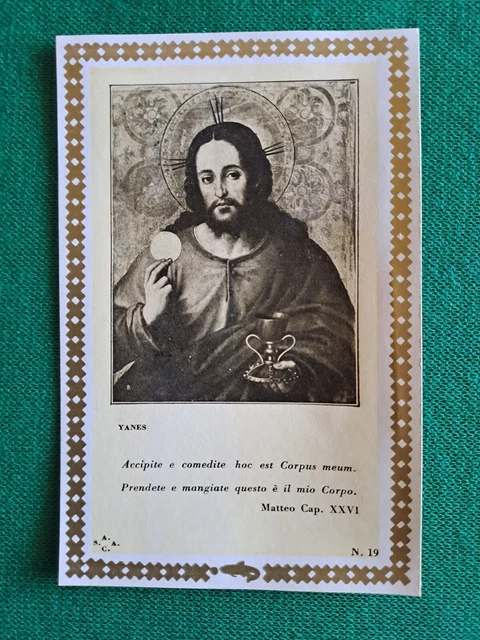 Immaginetta seppia, con Gesù e l’eucaristia, da un dipinto di F. Yanez
