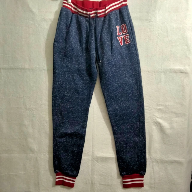 Supernova Unisex Sweatpants Sz Youth Medium Blue Red & White Trim Love Spellout