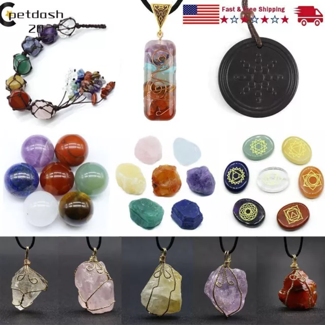 7 Chakra Stones Crystal Reiki Healing Energy Palm Natural Gemstone Quartz Stone